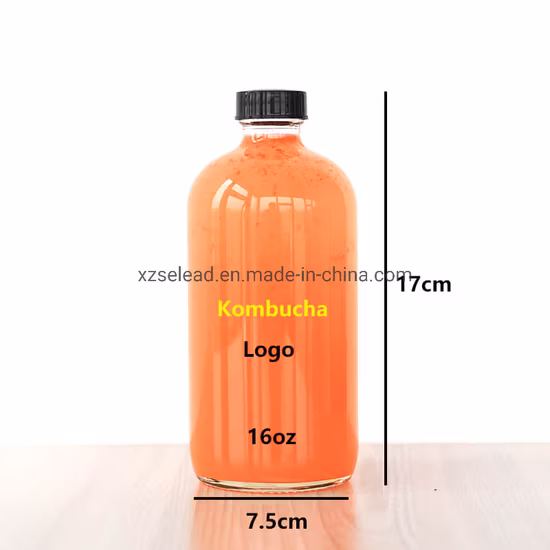 8oz 16oz 250ml 500ml Amber Brown Pharmaceutical Boston Round Trigger Spray Frascos de vidro para óleos essenciais