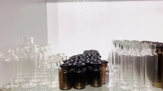 Frasco de vidro moldado farmacêutico âmbar transparente para infusão de injeção de 50ml frascos USP tipo I, II, III CE